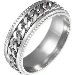 DAYOSHOP - Anillo Cadena De Eslabones Giratoria Acero Unisex + Estuche