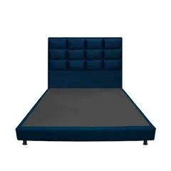 DORMILANDIA - Combo Base Cama Entera Azul Doble 140x190 + Cabecero Londres
