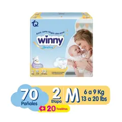 WINNY - Pañales Sensitive Etapa 2 X 70Und + Toallitas X 20Und
