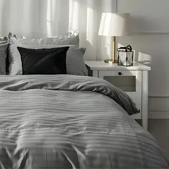 KARYTEX - Funda Duvet Sateen Rayas Cama Queen Color Gris Plata 125 Gramos Mindy.