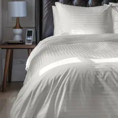 KARYTEX - Funda Duvet Sateen Rayas Cama King Color Hueso 125 Gramos Mindy.