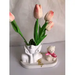 DECORACIONES ALE Y GABI - Centro de mesa Loe para decorar Jarron Tulipanes base y vela Oso