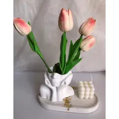 DECORACIONES ALE Y GABI - Centro de mesa Loe para decorar Jarron Tulipanes base y vela Bubble Mediana