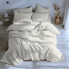 KARYTEX - Funda Duvet Sateen Rayas Cama Queen Color Ivory - Beige 125 G Mindy.