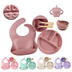ONE PIXEL - Set Vajilla Para Bebé 7 Piezas Silicona Libre BPA Elegante
