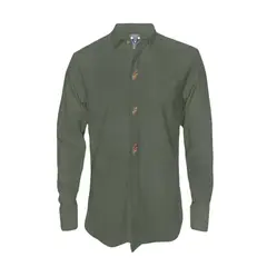 SON DOS - Camisa de lino 100% botonadura escondida verde playa hombre