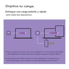 BELKIN - Cargador 45w Dual Usb-c Gan Carga Rapida 3.0 Negro