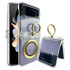 GENERICO - Funda Estuche Case Luxury Compatible Samsung Z Flip 3 y 4 Dorado