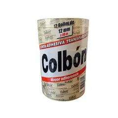 COLBON - Cinta Transparente 12mm X 40m Marca 12 Rollos
