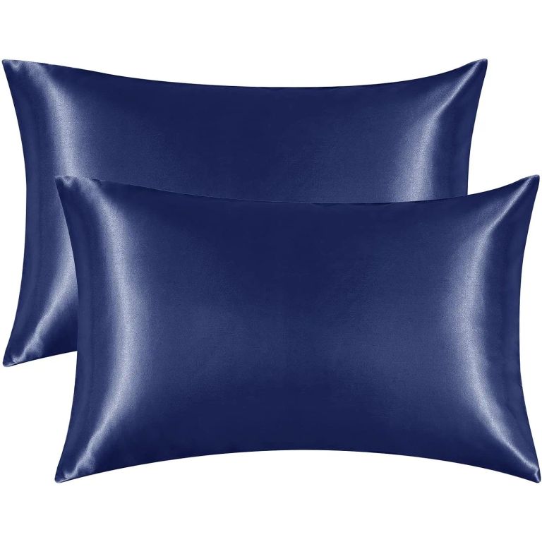 Imagen de Funda Almohada Satin Saten Tipo Seda Set X2 Unids Color 76x50 Azul Marino