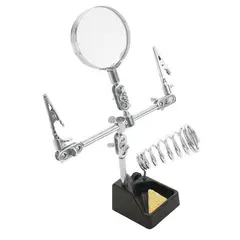 HI TRONIC - Tercera Mano Con Lupa + Soporte Cautin