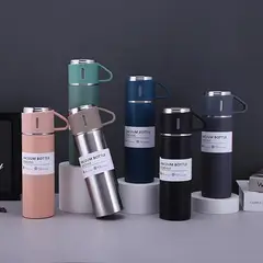 GENERICO - Termo de Acero Inoxidable 500 ml con 2 Tazas para Servir