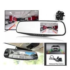 GENERICO - Espejo Retrovisor Doble Cámara Pantalla 43 Full Hd Carro