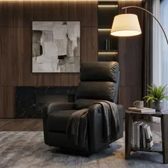 ELITE LIVING - SILLA RECLINABLE PEKIN ESTATICA CUERO SINTETICO NEGRO