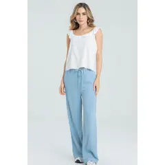 RAGGED - Pantalon twill Azul hortensia