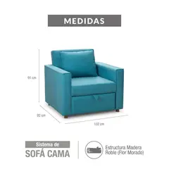 ELITE LIVING - BUTACA CAMA CELTA MICROFIBRA TURQUESA