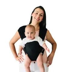 COZYTOS - Fular y Porta Bebe -PREARMADO -Negro talla L- Cargador Porta