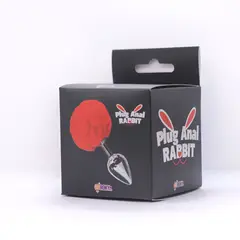 GENERICO - Plug Talla S Conejo Pompón Peluche Morado Acero Inoxidable