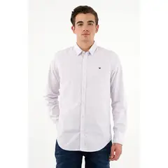 TENNIS - Camisa morada con diseño a rayas para hombre