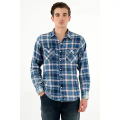 TENNIS - Camisa leñadora azul para hombre