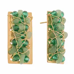 ENIGMA - Aretes Topo Tejido Rectangular Verde