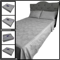 VENECIA - Juego de sabanas - Sencilla 30cm - 420 hilos Algodón - Gris