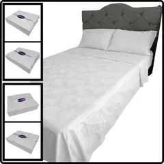 VENECIA - Juego de sabanas - Doble 30cm - 420 hilos Algodón - Blanco