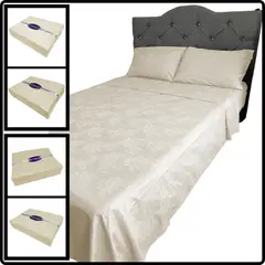 VENECIA - Juego de sabanas - Doble 30cm - 420 hilos Algodón - Marfil