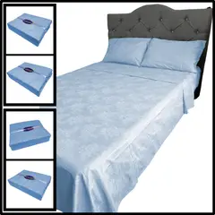 VENECIA - Juego de sabanas - Doble 30cm - 420 hilos Algodón - Azul