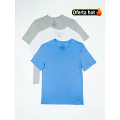 TOMMY HILFIGER - 3 Pack de camisetas de cuello v con logo