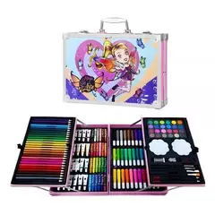 MILOPTS - Set Kit Creativo Arte Dibujo Maleta Metálica x145 Ada Rosada