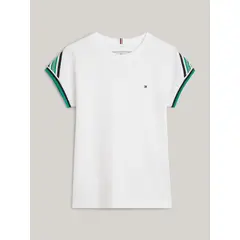TOMMY HILFIGER - Camiseta Niña Blanca Amplia Con Ribetes De Punto Canal