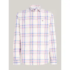 TOMMY HILFIGER - Camisa Beige regular de cuadros mixtos Para Hombre Tommy Jeans