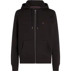 TOMMY HILFIGER - Buzo negro con gorro y cierre de cremallera