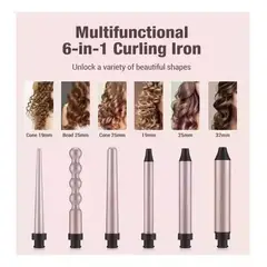 GENERICO - Pinza Rizador 5 En 1 Para Cabello Color Negro 110