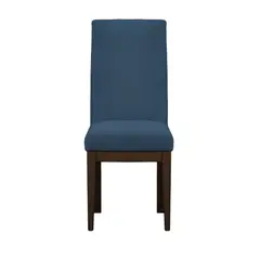 ELITE LIVING - SETX2 SILLA DE COMEDOR OXFORD NATURAL OSCURO MICROFIBRA AZUL