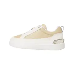 TOMMY HILFIGER - Tenis beige de cuero con monograma