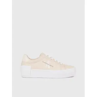 CALVIN KLEIN - Tenis rosado con plataforma vulcanizado de cuero