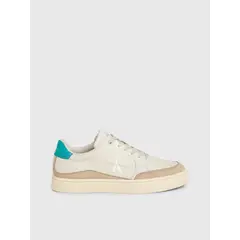 CALVIN KLEIN - Tenis Beige De Cuero Con Logo Lateral