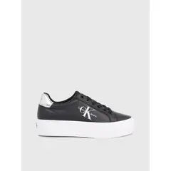 CALVIN KLEIN - Tenis negro de plataforma de cuero