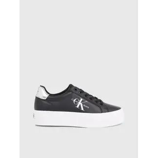 CALVIN KLEIN - Tenis negro de plataforma de cuero