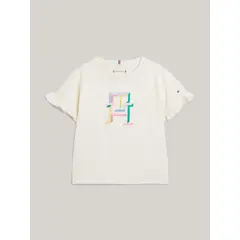 TOMMY HILFIGER - Camiseta Niña Blanca Con Monogram Th