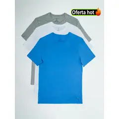TOMMY HILFIGER - Pack de 3 camiseta de cuello redondo con logo