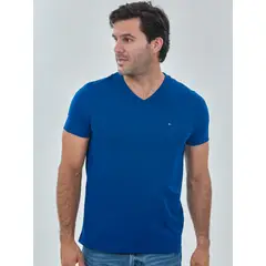 TOMMY HILFIGER - Camiseta azul Essential en cuello v