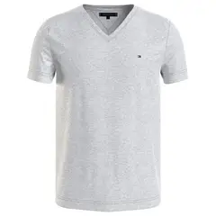 TOMMY HILFIGER - Camiseta Gris Essential En Cuello V Para Hombre