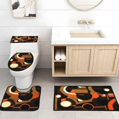 MITAPETE COM - Juego De Baño 4 Piezas Antideslizante Naranja Tapetes Para Baño