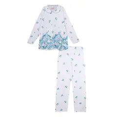 SANTANA - Pijama Niña Cenefa Turquesa
