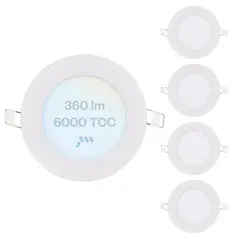 VCP - Panel Led 6w Incrustar Embutir Luz Blanca Pack X 5 Certifica