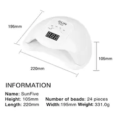 HOME - Lampara Secador Uñas Uv Led 48w Temporizador Color Blanco