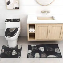 MITAPETE COM - Juego De Baño 4 Piezas Antideslizante Rojo Tapetes Para Baño